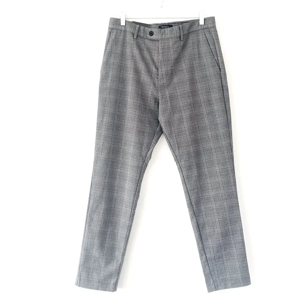 New Banana Republic Gray Checkered Lightweight Pants Slim Tapered Fit New tags